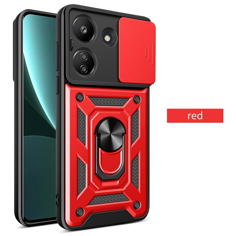 For Xiaomi Poco C65 Case Slide Camera Lens Armor Funda For Poxo Poko Pocco Little C65 C 65 4G Magnetic Holder Ring Protect Cover