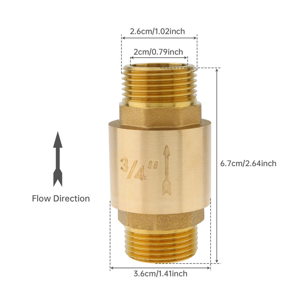 3/4inch NPT Male Thread Brass Check Valve for Well / Pump / Tank, Backflow Preventer, One Way Horizontal Check Valve for Water Control