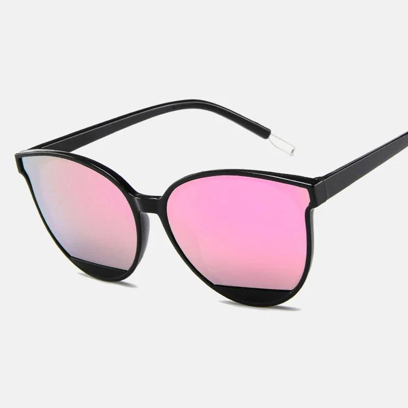 Female Vintage Plastic Ocean Sun Glasses Rimmed Eyewear Classic Oval Red Ladies Fashion Round Frame Sunglasses Mirror