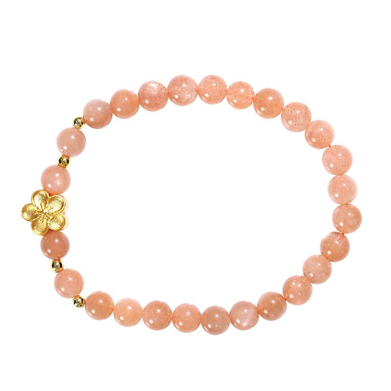 

Elegant Sunstone Bracelet for Women, Crystal Single Mascot, Attractive Peach Blossom Petal Bracelet Vibrant Sunstone Bracelet