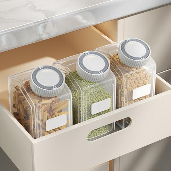 Sealed Food Canister Airtight Food Can with Date Tracker Lid Transparent Grain Storage Can for Beans Pasta Kitchen Pantry Cabinet