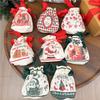 Christmas Canvas Drawstring Bag Christmas Candy Gift Packaging Bag Cartoon Handbag for Apple DIY New Year Xmas Home Party Supply
