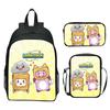 Lankybox Blocky Plüsch 3-teiliges Set Rucksack Cartoon Anime Schultasche für Kinder