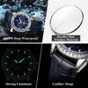 Herren-Quarzuhr mit Diamantenbesatz, Drei-Augen-Sechs-Zeiger-Mondphasen-Zifferblatt, Wasserdichte Herrenuhr mit Leuchtzeigern für Business und Freizeit, Geschenk für die Feiertage