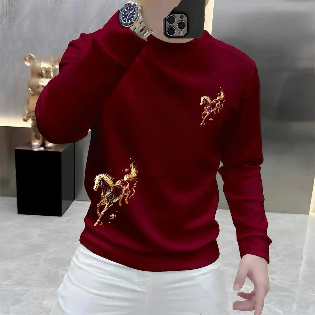 New Year 2026 Men s Plus Velvet Hoodie - Year of the Horse Youth Autumn/Winter Fashion. 5XL