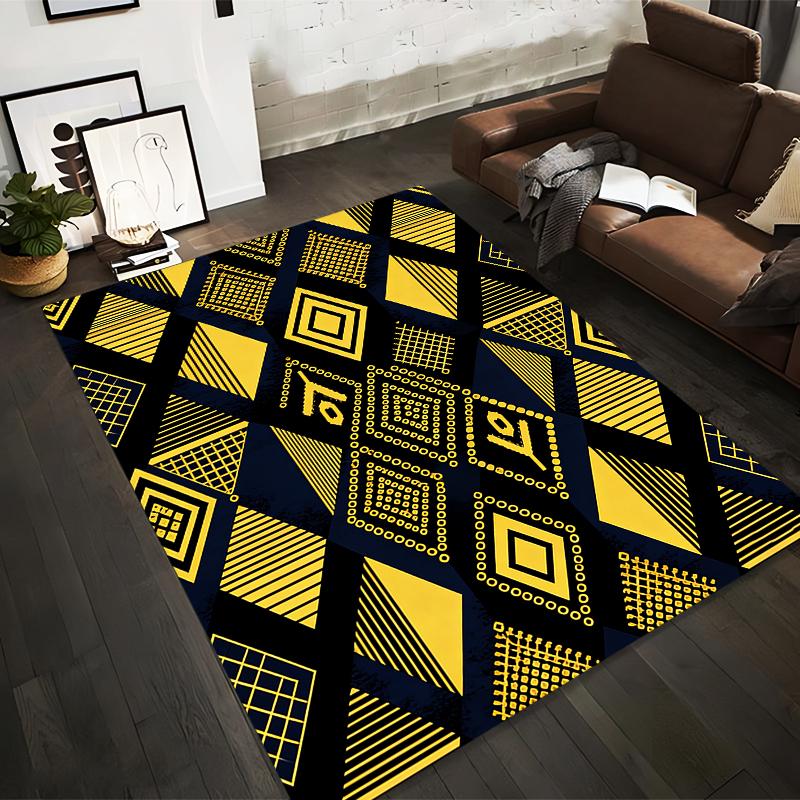 

Geometric Pattern Carpet with Yellow and Black Abstract Design Motif Suitable for use as an anti-slip for living room bedroom sofas 40x60cm( 15x23in )
