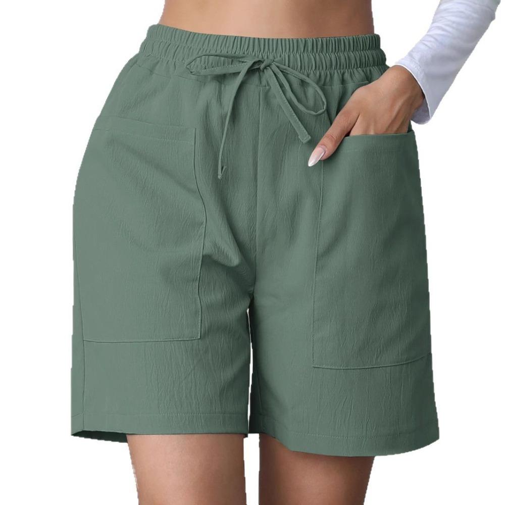Trendy Women's Casual Drawstring Elastic Waist Relaxed Straight Leg Shorts, Lightweight Breathable Summer Shorts for Daily Wear & Outings shorts