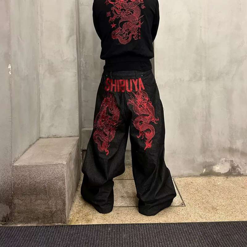Мужские брюки-карго JYL Американские Тяжелые Многокарманные Bootcut Винтажные Свободные Джинсовые L стальной синий