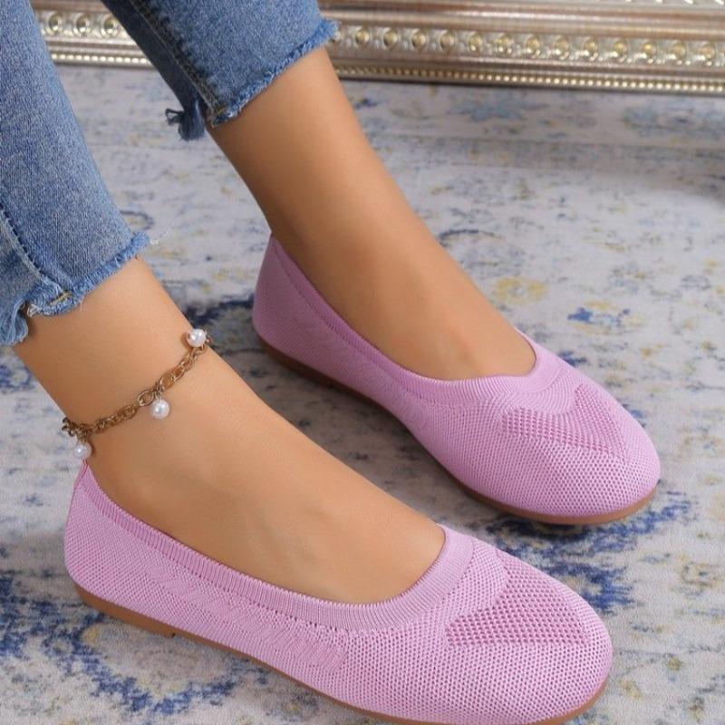Spring and Summer New Fly-woven Mesh Shallow Mouth Single Shoes Women's Large Size One-pedal Casual Shoes Doudou Shoes
