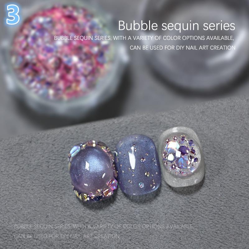 1Jar Bubble Nail Glitter Coarse Fine Mixed Large Glitter Irregular Hexagonal Sequin Diy Nail Jewelry Decoration Material