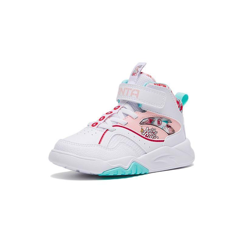 Anta Rabbit Leap Thousand Mountains Flame 3 High-Top Kids Skate Shoes Kids Skate Shoes White Blue Pink 322319993-4