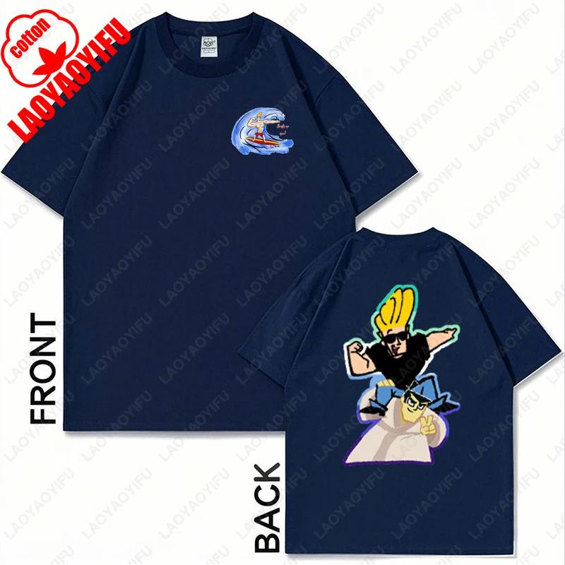 Johnny Bravo Cartoon Character Graphic TShirt Casual Cotton Unisex Women Fun Fashion Tees Brother Friend Couple All Match Gift Tops