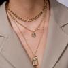 [Deelfel] Women's Necklace, Pearl, Gold (18k), Figaro Chain, Christ, Jesus, Buddha Statue, Amulet, Triple Chain Necklace, Main Deity Pendant, Purifica