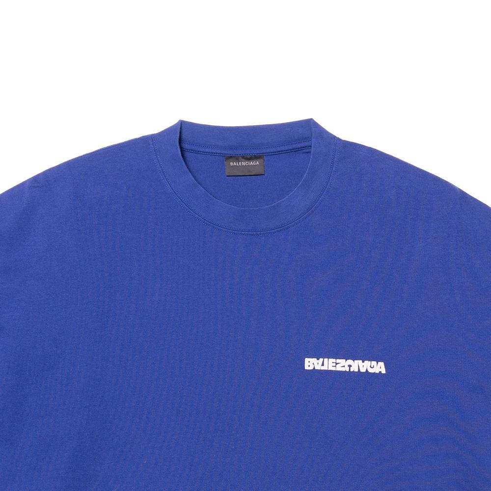 Balenciaga Logo T-Shirt Medium Fit 'Indigo' Men's 612966TLVB34388