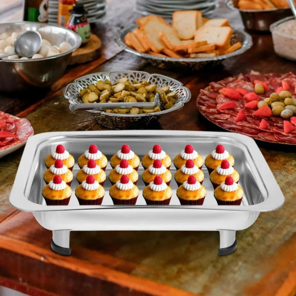 Practical Chafing Dish Food Tray Stainless Steel Metal Pot Pans Creative Pan Dishes Warmer Kitchen