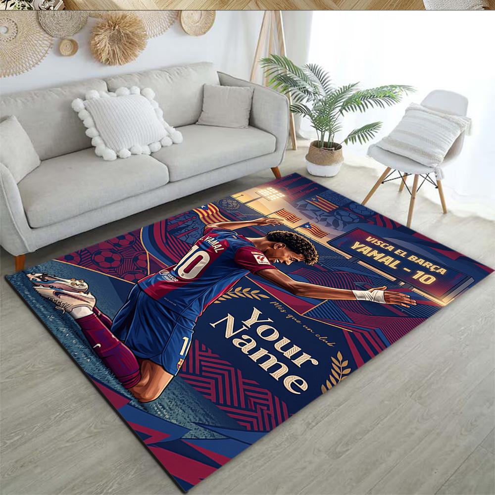 Lamin Yamal Customize Your Name Floor Rug Office Rug Perfect For Dormitory Playrooms Foyer Game Room Antislip Rug Anime Office Decor
