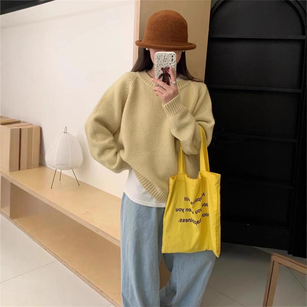 Women's 2025 Autumn/Winter Korean Style Loose Round Neck Knit Sweater