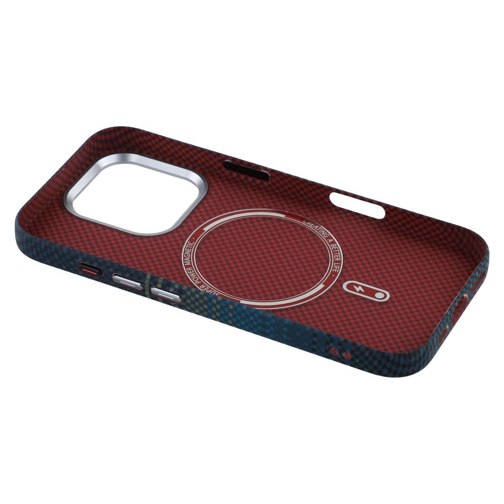 For iPhone 16 Pro Max Case Compatible with MagSafe Carbon Fiber Texture Water-Transfer PC Phone Cover