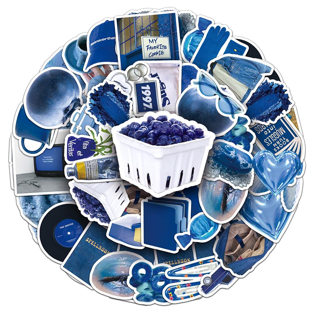 10/30/50pcs Blue INS Style Art Graffiti Stickers Cute Aesthetic Cartoon Decals DIY Guitar Luggage Scrapbook Waterproof Sticker