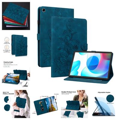Per Realme Pad (Modelli  RMP2102, RMP2103) Custodia per Tablet in Pelle PU con Squisito Design Floreale Goffrato