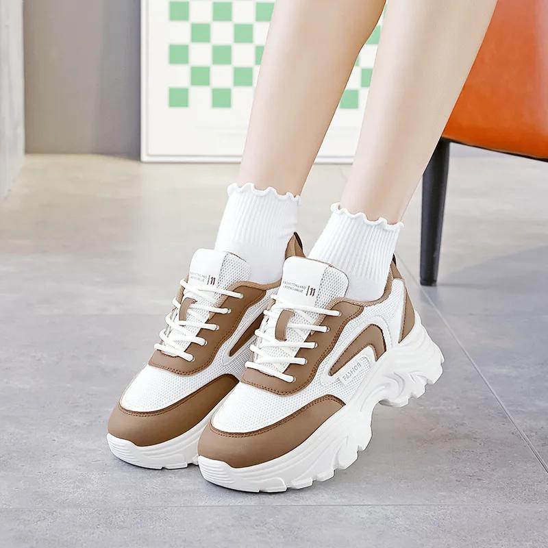 Sport Shoes for Women Sneakers  Trend Running Breathable Casual Thick Heightened Student Shoes