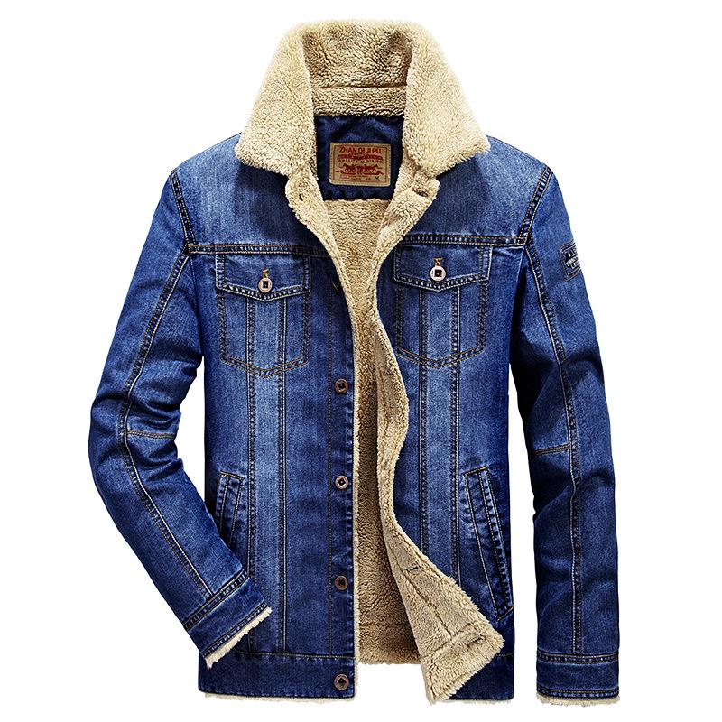 

Men s Winter Jacket Fashion Men s Fleece Lined Thicken Denim Jean Trucker Jacke Men Jeans Coats Clothing Plus Size 6XL 6XL світло-синій колір