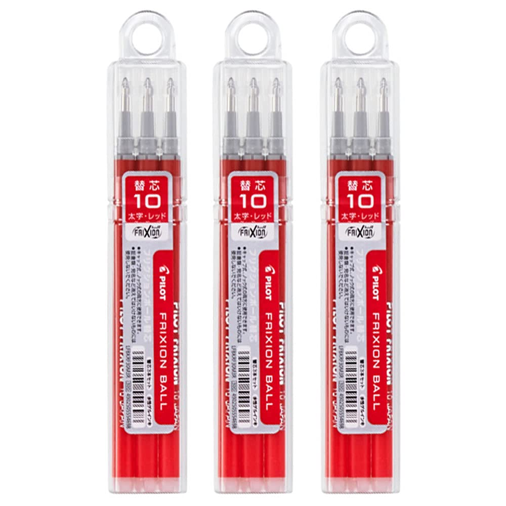 Pilot Frixion Ball Refill Red LFBKRF30M3R Refills Per Pack X 3 1.0mm (3 Packs)