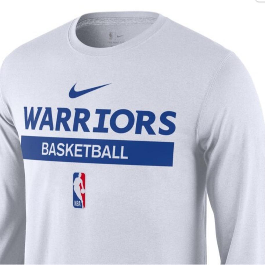 Nike NBA Logo Print Crew Neck Pullover Long Sleeve T-Shirt 22-23 Season Men Tops White DR6517-100