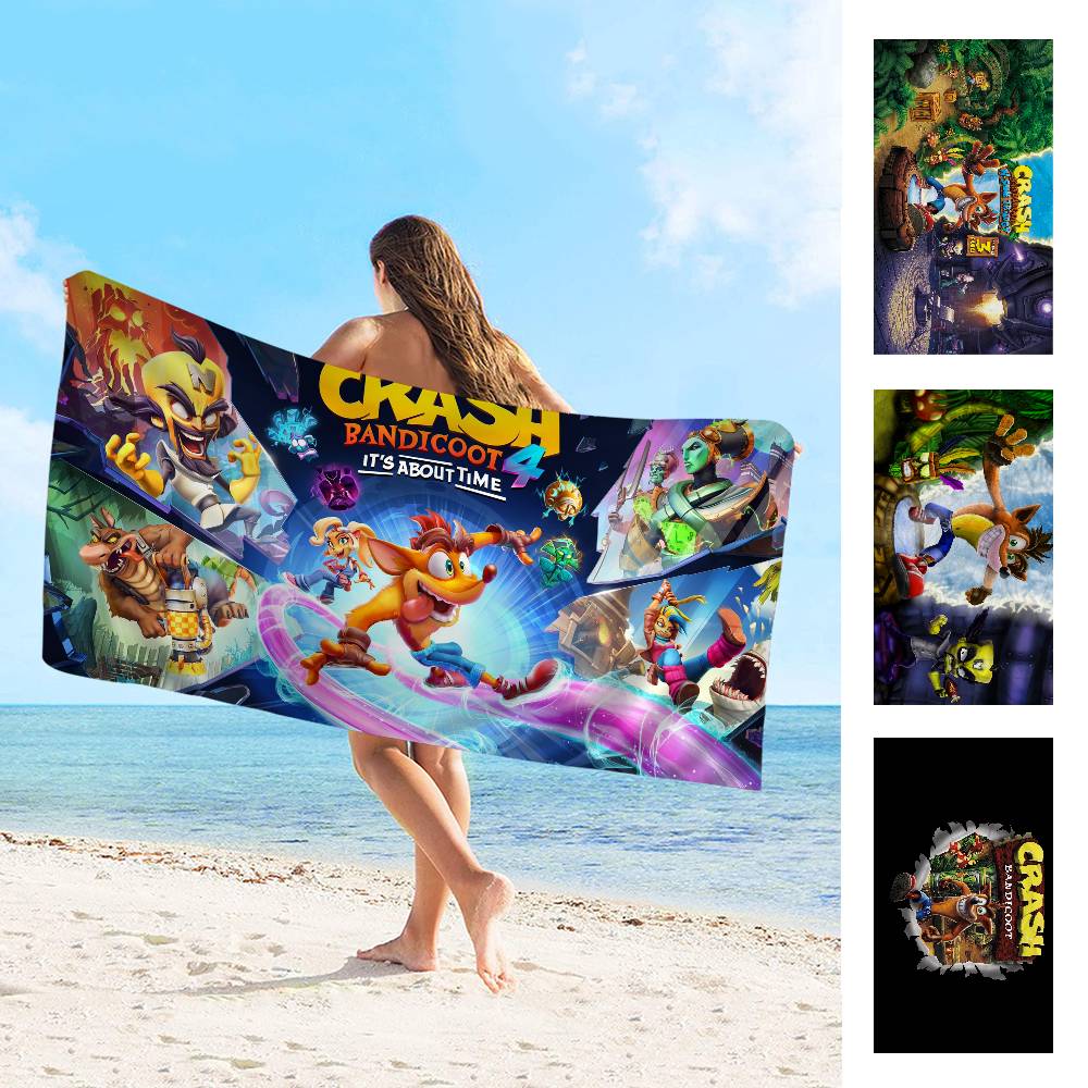 Game Crash-Bandicoot Bath Towel Microfiber Soft Water Absorbing Breathable For Girl Kids Decorative Cartoon Beach Towel
