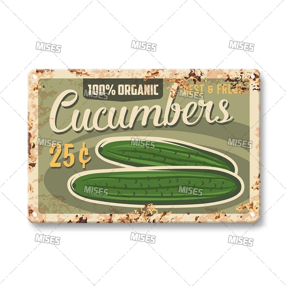MISES Vegetable And Fruit Metal Tin Sign Retro Metal Plaque Decorative Plate Man Cave Studio Farm Metal Sign Kitchen Wall Plate