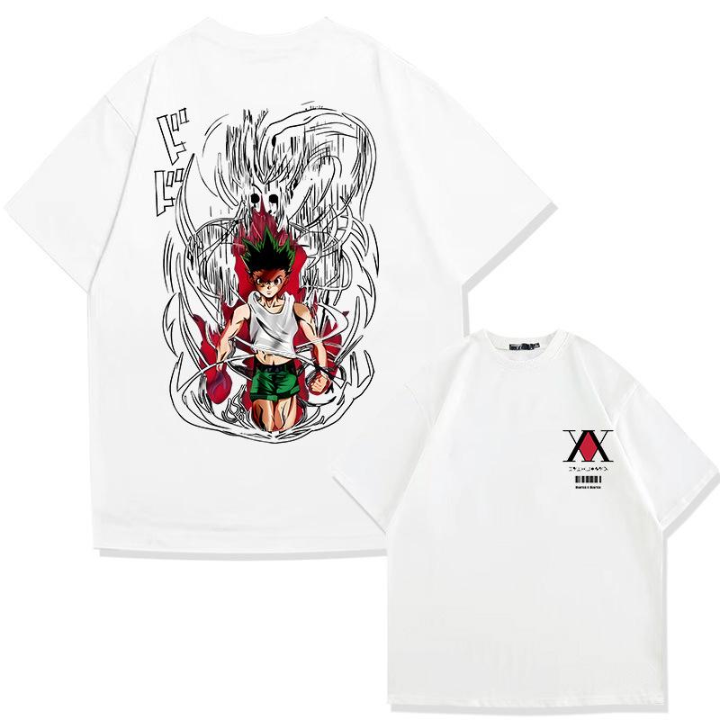 Japanese Anime Full-time Hunter 100% Cotton Short-sleeved T-shirt Men and Women's Summer Fashion Brand Short-sleeved Top