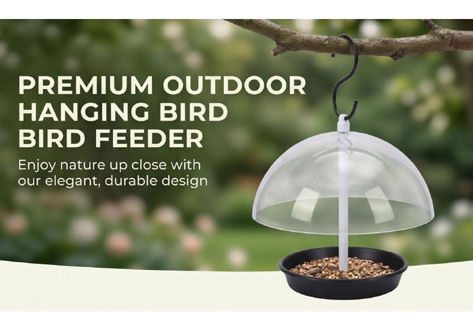 Outdoor Hanging Bird Feeder Squirrel Proof Bird Feeder Tray for Garden Outside with Metal Base