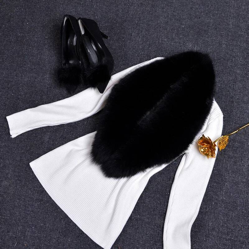 Real Fox Fur Collar For Women Winter Neck Keep Warm Scarves Men Fashion Luxury Genuine Coat Jacket Shawl Big Size