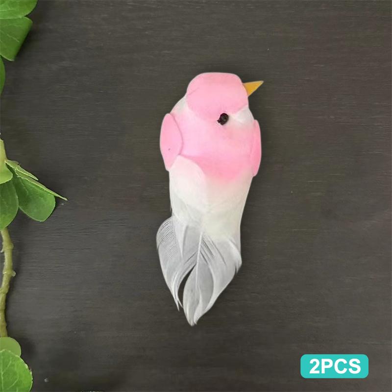 2Pcs Cute Artificial Birds Fake Foam Animal Simulation Feather Birds Models Tit Diy Craft Home Garden Floral Ornament Decoration
