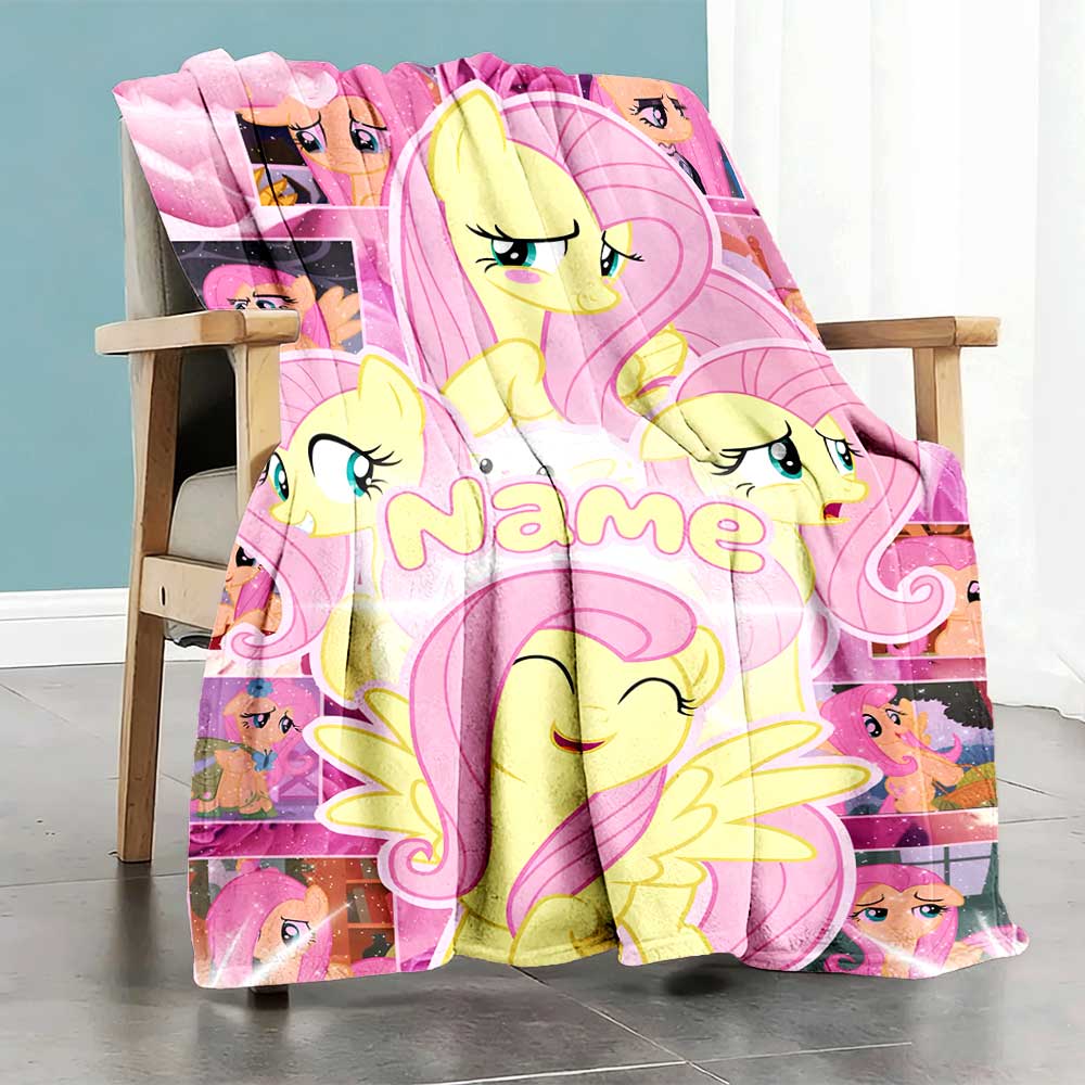 Little Pony (12) Customize Your Name Blanket Throw Personalized Blanket Soft Warm Cozy Perfect for Office Livingroom Nap Bed for All Occasions