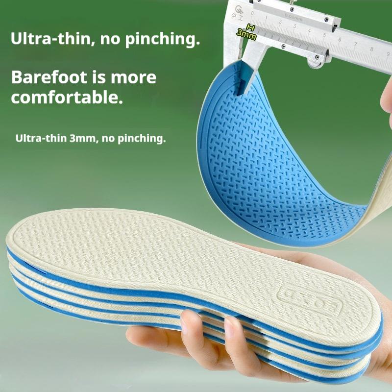 Cooling Latex Sports Insoles, Ultra-Thin Breathable Cushioned Inserts, Anti-Slip Insoles for Barefoot & Daily Use 1Pair/3Pairs