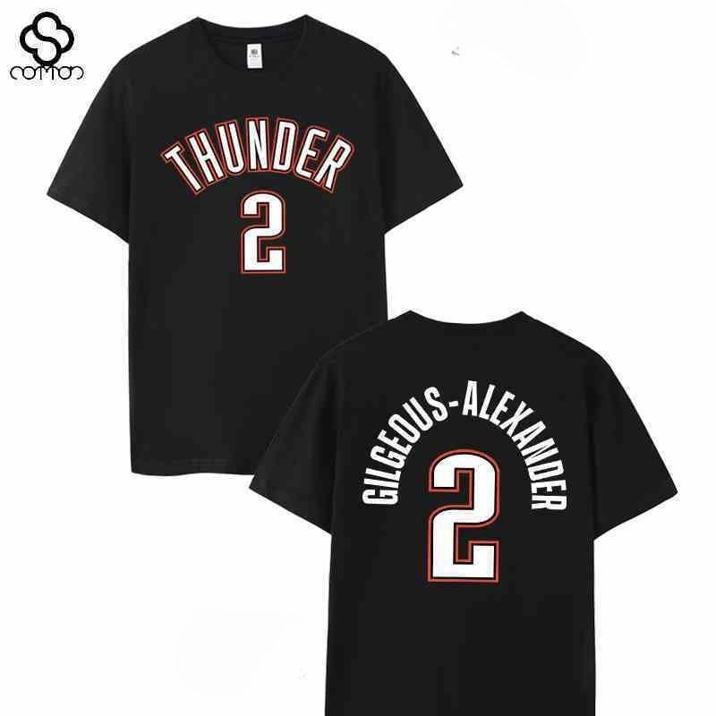 Thunder Alexander Short Sleeve No. 2 Jersey Short Sleeve T-Shirt Men's Basketball Loose T-Shirt Sports Large Size Summer