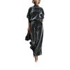 Women S Velour Tracksuit Long Sleeve High Neck Solid Wide Leg Pants
