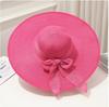 Cappello da Sole Estivo a Tesa Larga per la Spiaggia all'Aperto Moda Bordo Larga Pieghevole Cappello da Sole da Donna Colore Unito Decorazione Fiocco Cappello a Cilindro