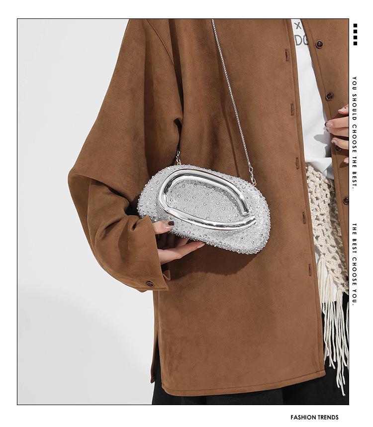 Borsa a Mano Rotonda in Acrilico di Tendenza Europea e Americana con Manico in Metallo - Borsa a Spalla/Crossbody da Sera da Donna