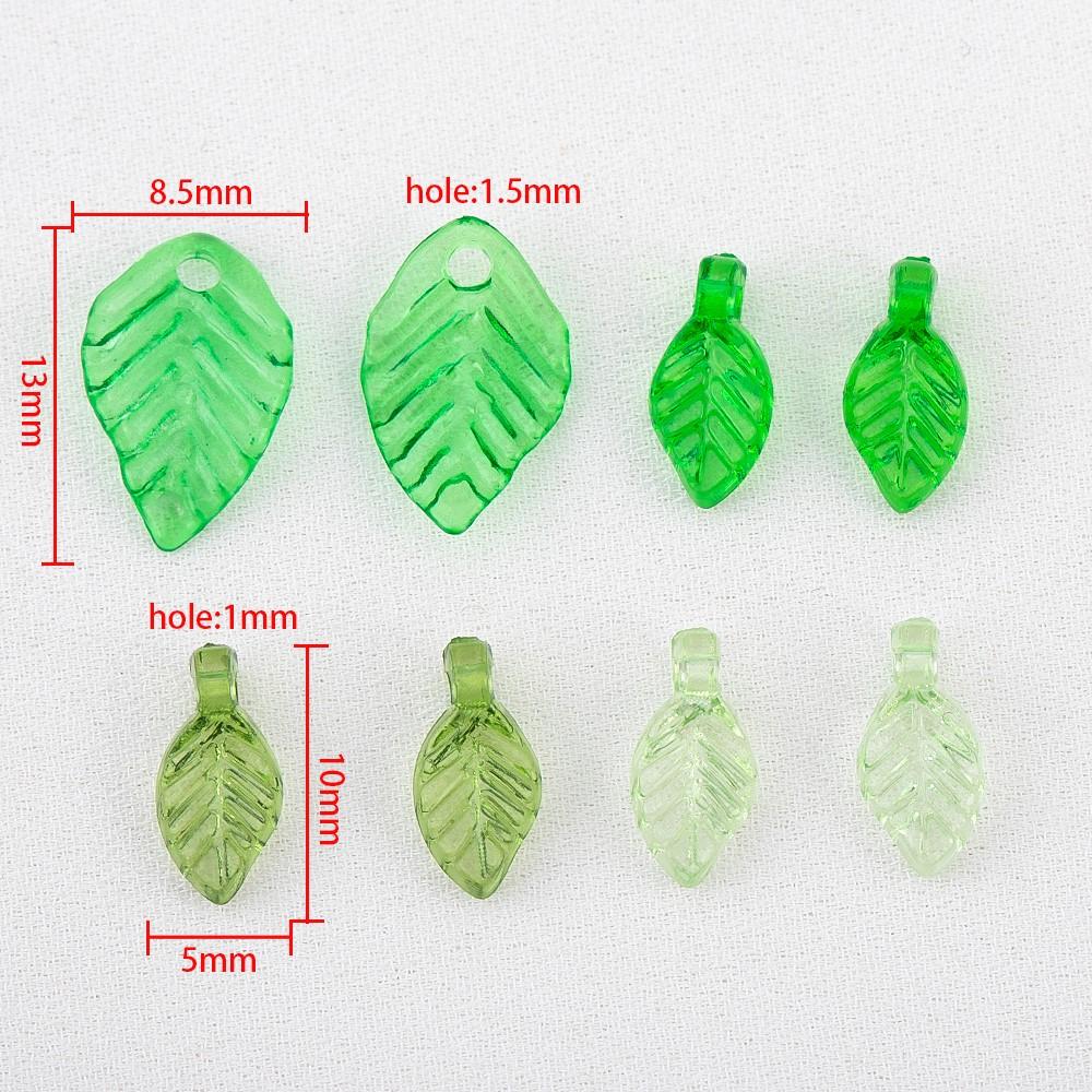 50pcs Acrylic Tree Leaf Hand Beaded DIY Handmade Necklace Bracelet Earrings Loose Bead Separated Bead Jewelry Accessory