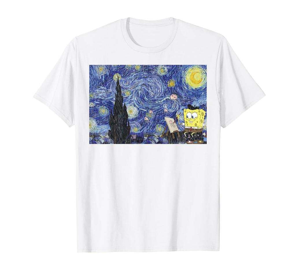 Spongebob Squarepants Starry Night Painting T-Shirt