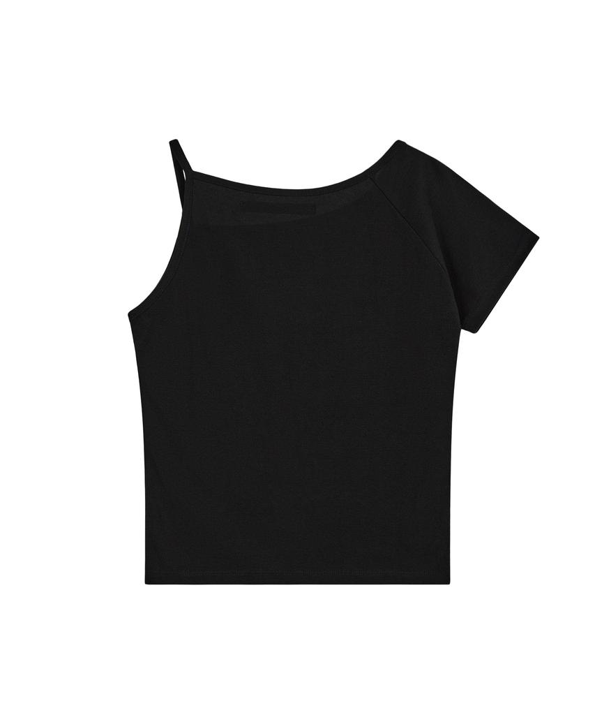 REST&RECREATION Unbalanced Knit Top - Black