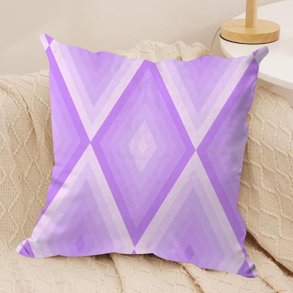 Purple Geometric Art Cushion Cover Soft Plush Fabric DoubleSided Printed Cushion Covers for All Seasons Modern Home Decor