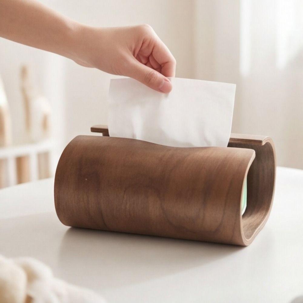 Minimalist Retro Napkin Holder Wooden Table Paper Container Portable Paper Dispenser Car