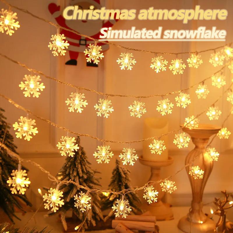 1,5/3/6/10m Weihnachts-Schneeflockenlichter 2026 Desktop-Weihnachtsdekoration Kamin Zuhause Weihnachten Neujahrsatmosphäre Dekoration