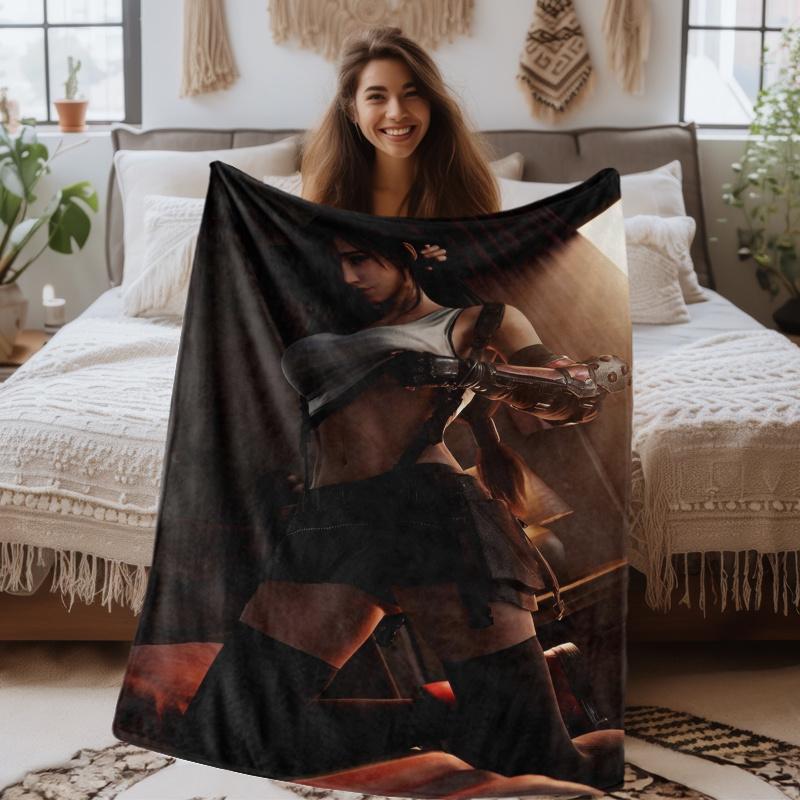 Anime Tifastyle Pattern Flannel Printed Blanket Suitable for All Seasons Suitable for Living Room Office Sofa and Travel