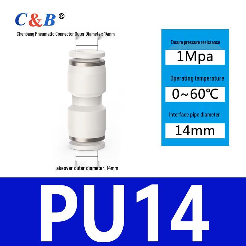 Pneumatic Nylon Air Hose Quick Connect Fittings: PU Straight, PY 5-Way, Cross 4-Way, PZA 3-Way, PE Connector with White/Blue Cap