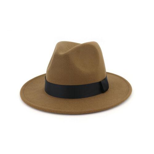 Women Winter Yellow Classic Elastic Fedora Hat Unisex Felt Jazz Hats Elegant Men Women Wide Brim Panama Trilby Cap