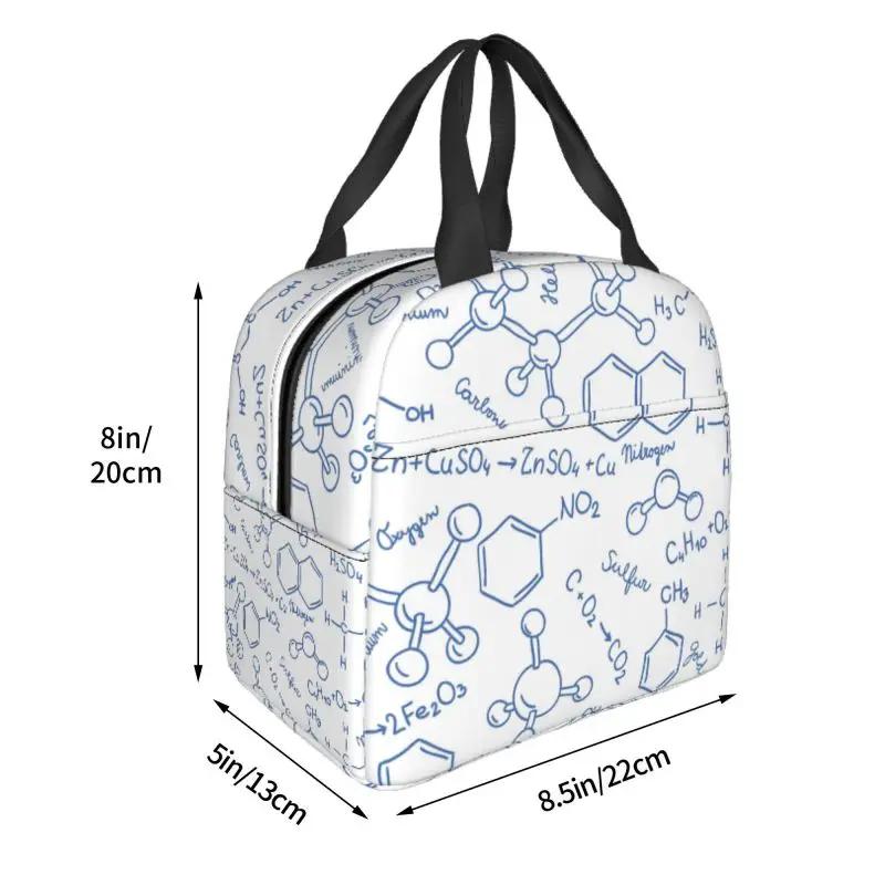 Science Chemistry Pattern Insulated Lunch Bags for Women Biology Resuable Thermal Cooler Food Lunch Box Work School Travel